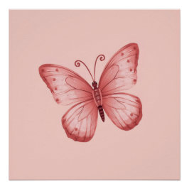 Póster Whimsical Pink Butterfly