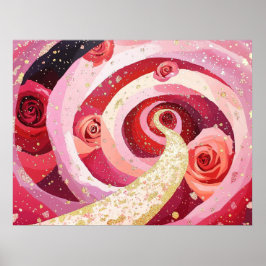 Poster Whimsical roses garden