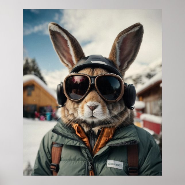Poster Whimsical Snowboard Bunny (Frente)