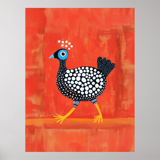 Poster Whimsical Spotted Guiné Fowl (Frente)