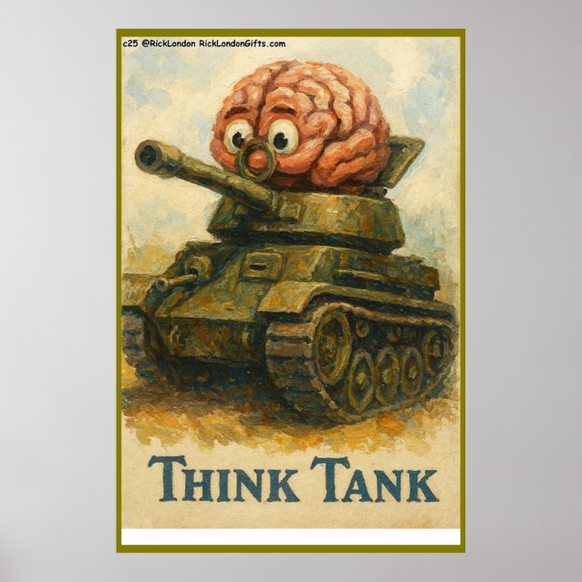 Poster Whimsical Think Tank Cartoon Design (Frente)