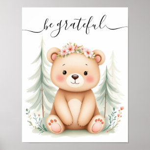 Poster Whimsical Watercolor Baby Skunk Woodland Nursery