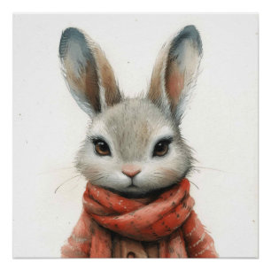 Póster Whimsical Whiskers: Um pouco de Whimsy Bunny