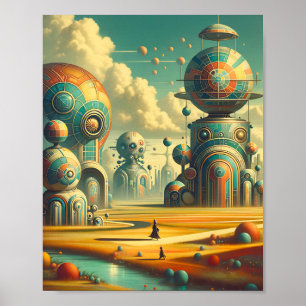 Poster Whimsical Wonderland - Vintage Retro Futurism