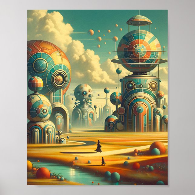 Poster Whimsical Wonderland - Vintage Retro Futurism (Frente)