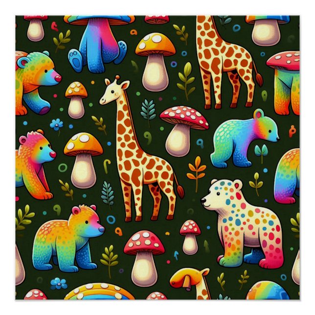 Póster Whimsical Woodland Cria Padrão (Frente)