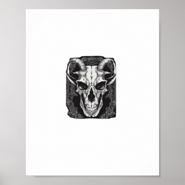 Poster Whimsigoth Skull Gótica Design Clássica (Frente)