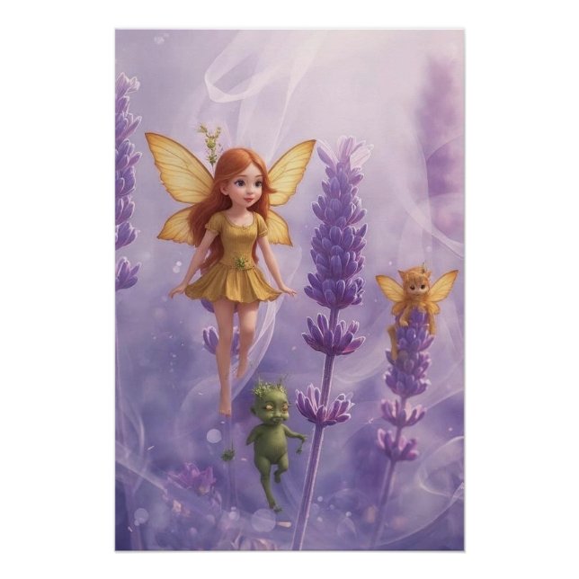 Póster Whimsy Among the Purple Blooms (Frente)
