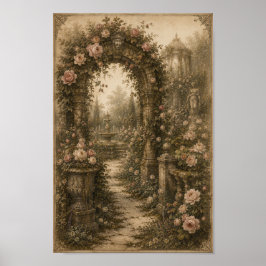 Poster Whisper Rose Arbor Vintage Garden Wall Art