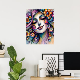 Poster Whispering Whimsical Woman Wall Art