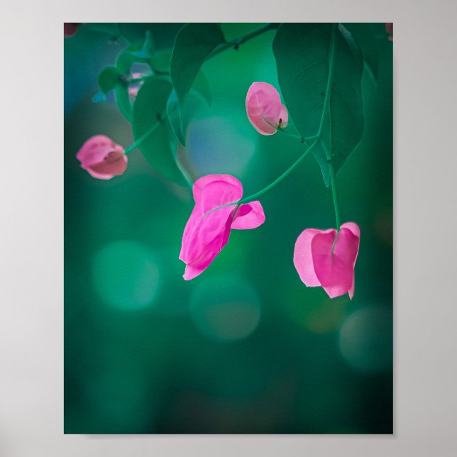 Poster 🌸 Whispers of Pink in Emerald Hues 🌿 (Frente)