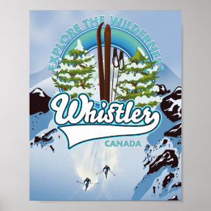 Poster whistler Canada ski travel poster. Postcard
