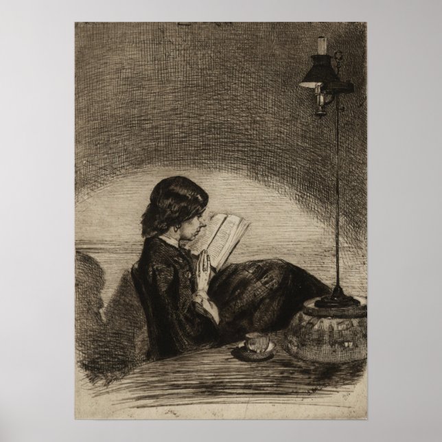 Poster Whistler - Lendo à Luz de Lâmpada (Frente)
