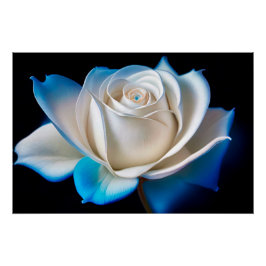Póster White and Blue Rose