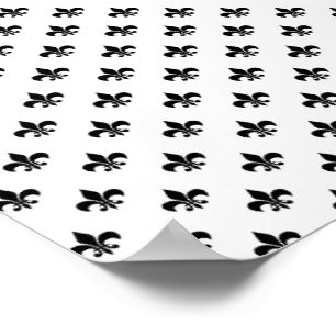 Poster White Black Fleur De Lis Delicate Mardi Gras