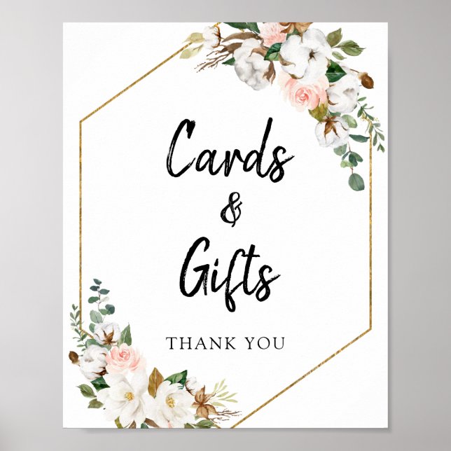 Poster White Blush Magnolia Floral Cards and Gifts Sinal (Frente)