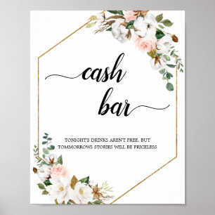 Poster White Blush Magnolia Frame Floral Bar