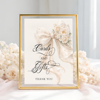 Poster White Bow Bridal Shower Cards and Gifts