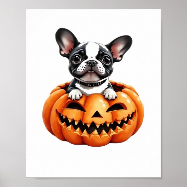 Poster White Bulldog Happy Halloween Bompkin Classic T-S (Frente)