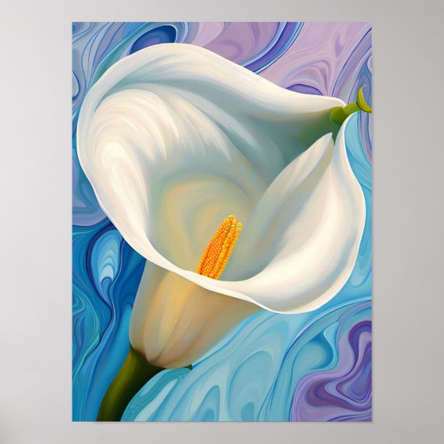 Poster White Calla Lily no estilo Georgia O'Keeffe (Frente)