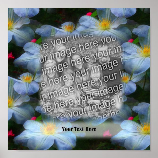 Poster White Clematis Flower Frame Crie sua própria foto (Frente)