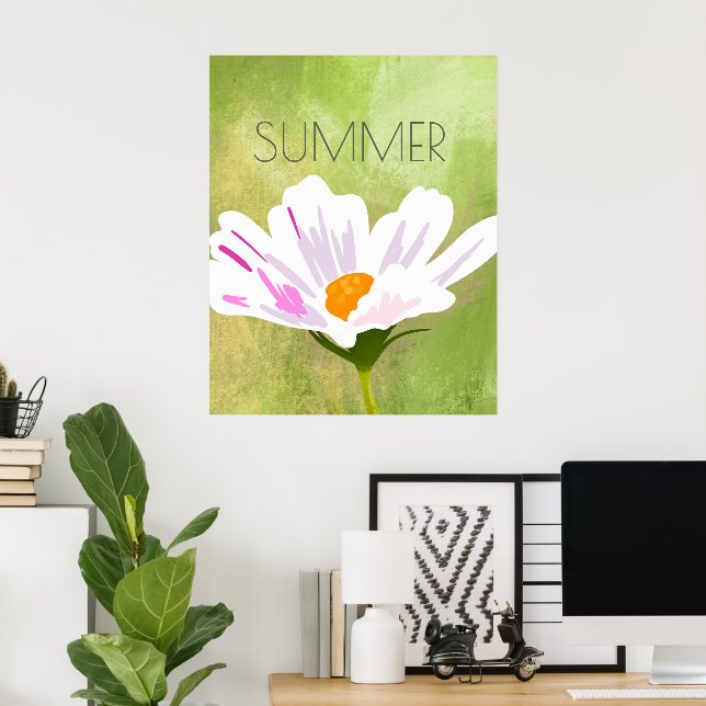 Poster White Cosmos Flower Summer (Escritório em casa)
