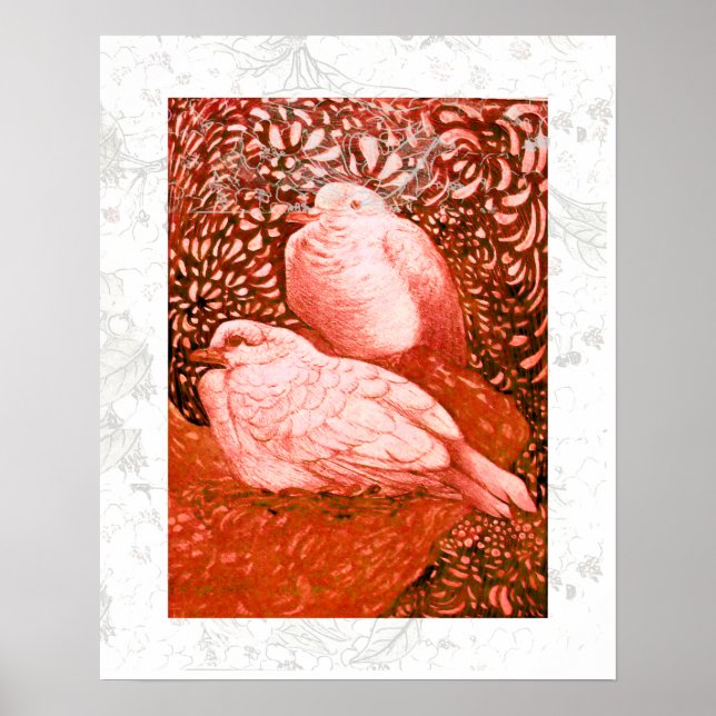 POSTER WHITE DOVES IN RED (Frente)