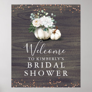 Poster White Floral Pumpkins Chá de panela Russo Bem-vind