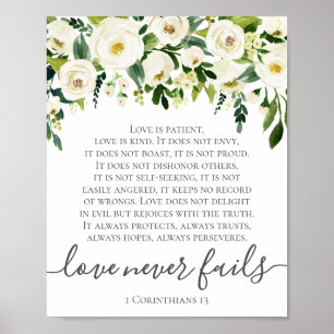 Poster White Flower Love Nunca Falha 1 Sinal de Corinthia