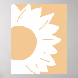 Poster White Flower on Light Orange Abstract Wall Art
