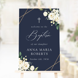 Poster White Flowers, Cream Flowers, Baptism Welcome