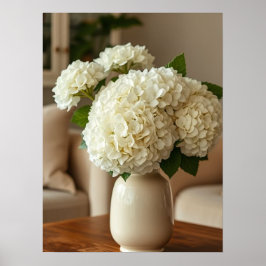 Poster White Hydrangea Bouquet in Vase – Elegant Floral