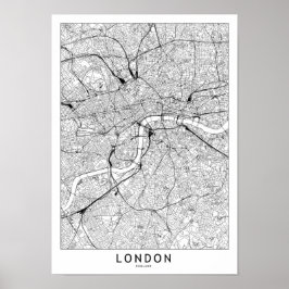 Poster White Map de Londres