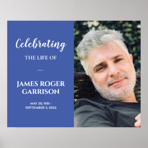 Poster White on Blue Celebration of Life Memorial Photo P