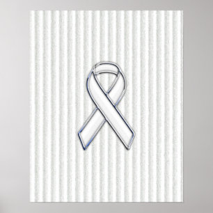 Póster White on White Ribbon Awareness Stripes