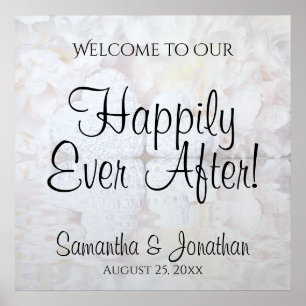 Poster White Refletions Sinal de Boas-vindas do Casamento