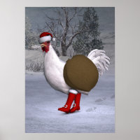 White Rooster Santa Claus