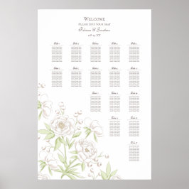 Poster White Rose Classic Wedding Seating Chart