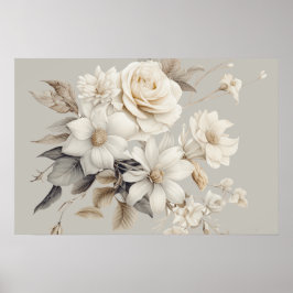 Poster White Rose Elegant Floral Bouquet