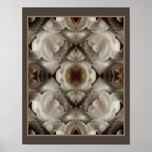 Poster White Rose Floral Mirror Abstrato Art Vintage