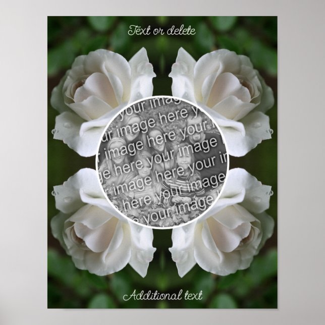 Poster White Rose Raindrots Frame Crie sua própria foto (Frente)