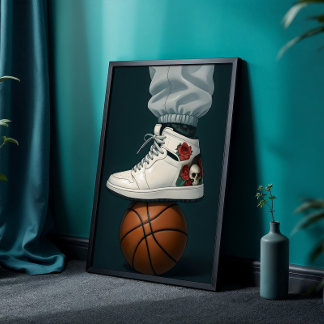 Poster White Rose Skull High-Tops no basquete