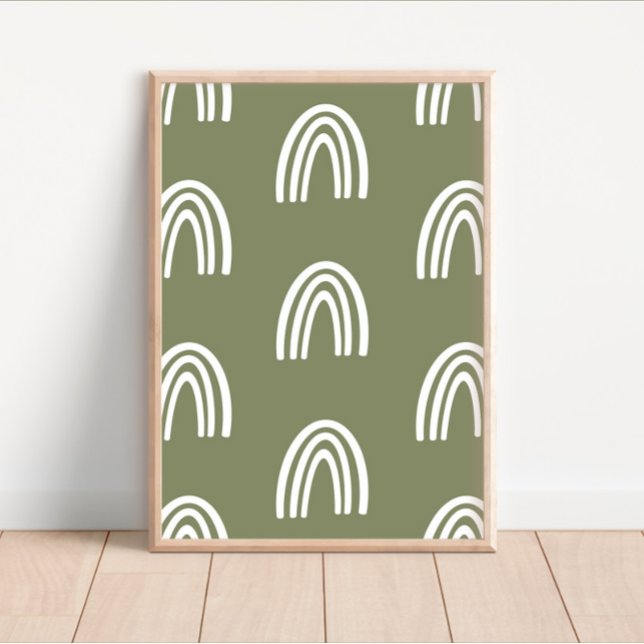 Poster White/Sage Boho Rainbows Decor (Criador carregado)
