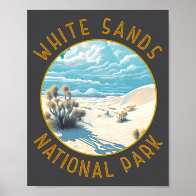 Poster White Sands National Park Distressed Circle  (Frente)