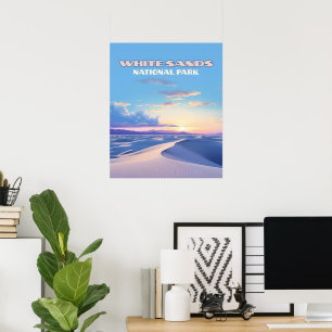 Poster White Sands National Park Sunset Dunes Novo México