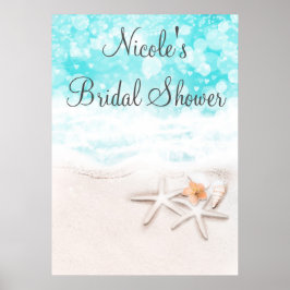 Poster White Sandy Beach Starfish Banner da Festa do Ocea