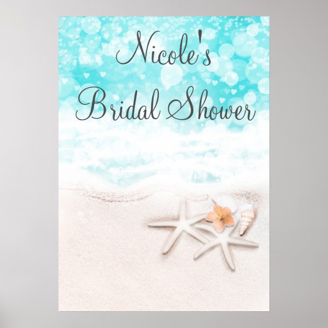 Poster White Sandy Beach Starfish Banner da Festa do Ocea (Frente)