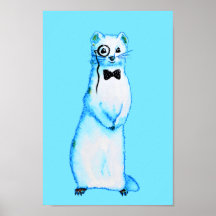 White Stoat Ermine Cute Ferret Arte