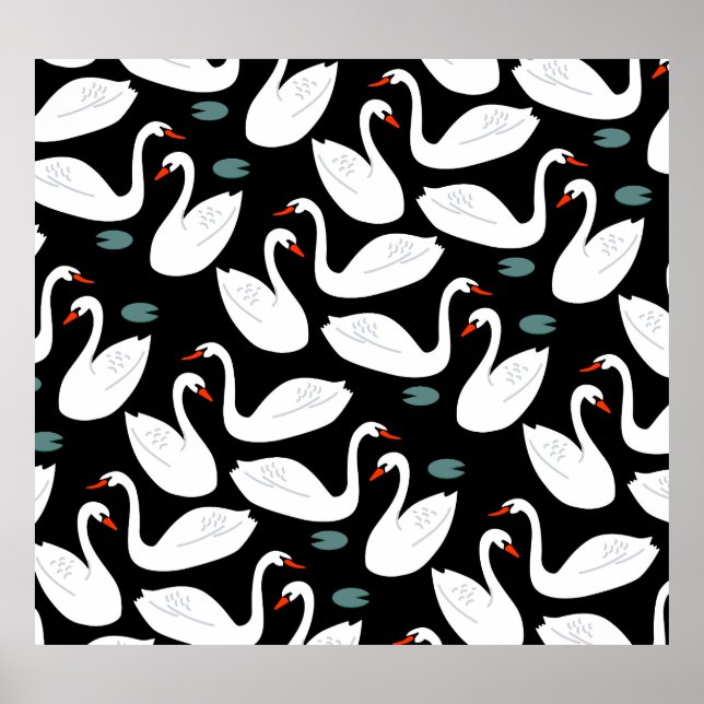 Poster White Swans Lake Seamless (Frente)