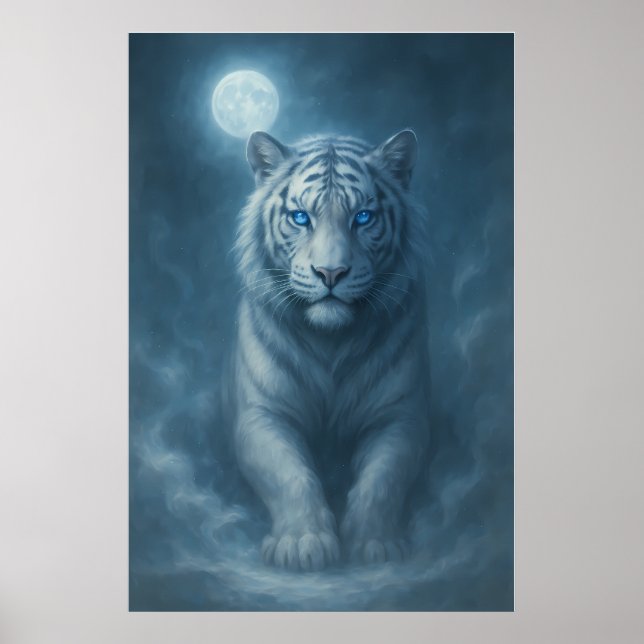 Poster White Tiger – Mystical Fantasy Portrait – ManJiang (Frente)